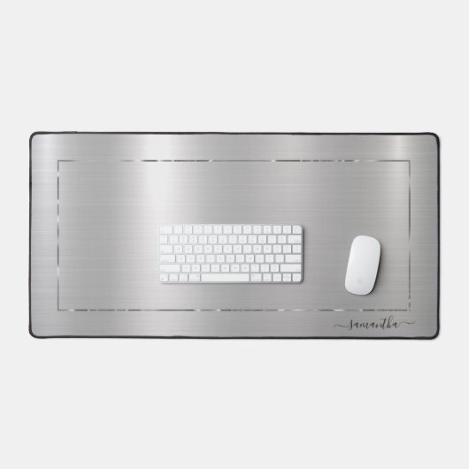 Minimalistisch metallic zilver textuur zilver lijs bureaumat (Keyboard & Muis)