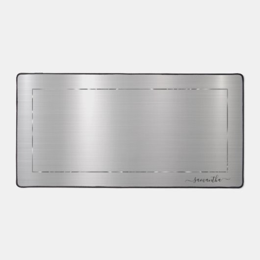 Minimalistisch metallic zilver textuur zilver lijs bureaumat (Voorkant)