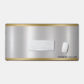 Minimalistisch metallic zilvergoud accent monogram bureaumat (Keyboard & Muis)