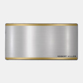 Minimalistisch metallic zilvergoud accent monogram bureaumat (Voorkant)