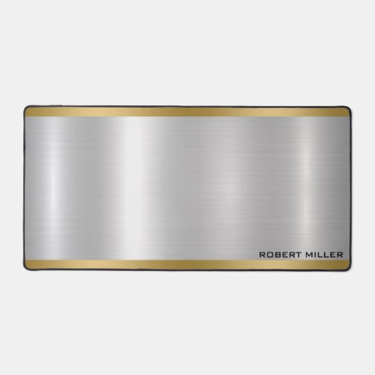 Minimalistisch metallic zilvergoud accent monogram bureaumat (Voorkant)