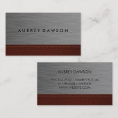 Minimalistisch metallisch | Gesitteerd leder Visitekaartje (Voorkant / Achterkant)