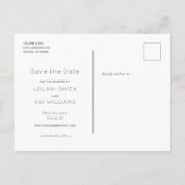 Minimalistisch Midnight Blue Save the Date Briefka Aankondigingskaart (Achterkant)