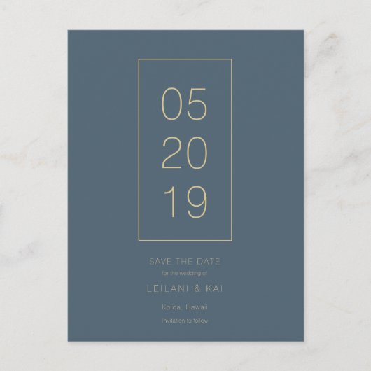 Minimalistisch Midnight Blue Save the Date Briefka Aankondigingskaart (Voorkant)