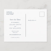 Minimalistisch Midnight Blue Save the Date Briefka Aankondigingskaart (Achterkant)