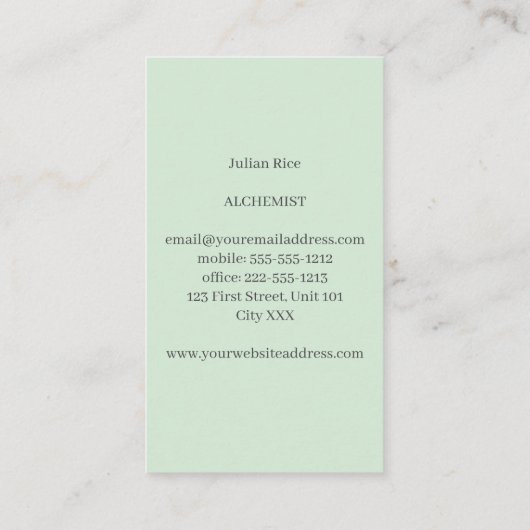 Minimalistisch mijnbouwgroen visitekaartje (Achterkant)