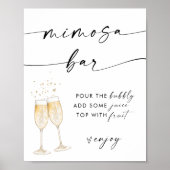 Minimalistisch Mimosa Bar Bord | Bruidssalon Bord Poster (Voorkant)