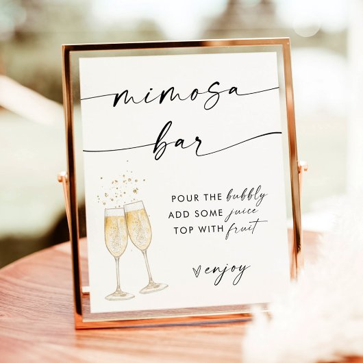 Minimalistisch Mimosa Bar Bord | Bruiloftssalon Bo Poster