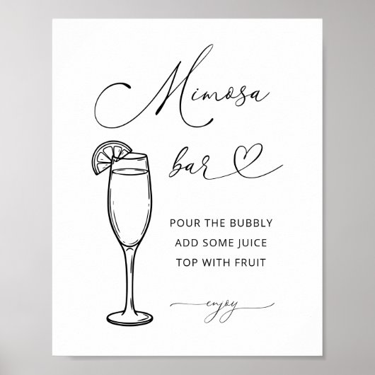 Minimalistisch Mimosa Bar Feestbord Poster (Voorkant)
