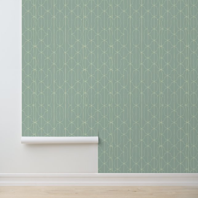 Minimalistisch Mint Green geometrisch lijnpatroon Behang (Applicatie)
