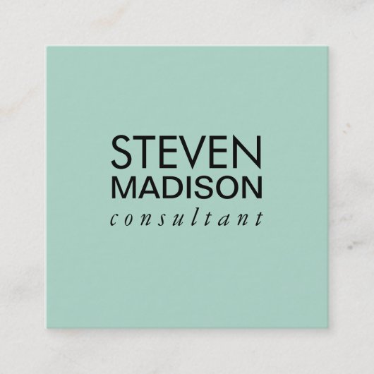 Minimalistisch Mint Green Vierkante Visitekaartje (Voorkant)