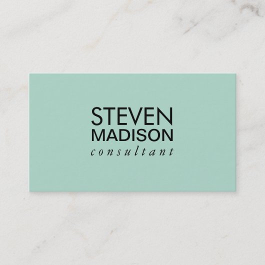 Minimalistisch Mint Green Visitekaartje (Voorkant)