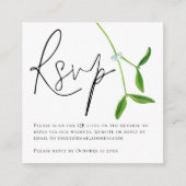 Minimalistisch Mistletoe Script QR Code Weddenscha Informatiekaartje (Voorkant)