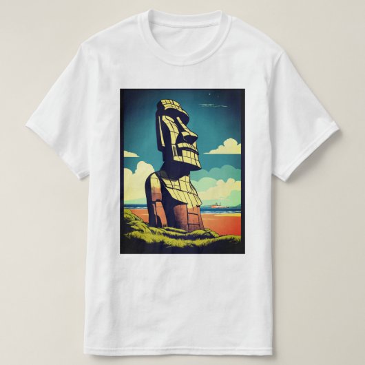 Minimalistisch Moai T-shirt - Stijlvol Rapa Nui T- (Design voorkant)