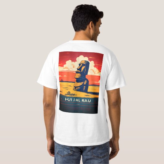 Minimalistisch Moai T-shirt - Stijlvol Rapa Nui T- (Achterkant volledig)