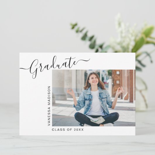 Minimalistisch Modern 1 Foto Afstuderen Aankondiging (Staand voorkant)