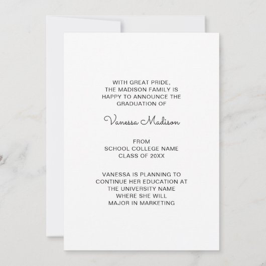 Minimalistisch Modern 1 Foto Afstuderen Aankondiging (Achterkant)