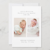 Minimalistisch Modern 3 Foto's Baby Aankondiging (Achterkant)