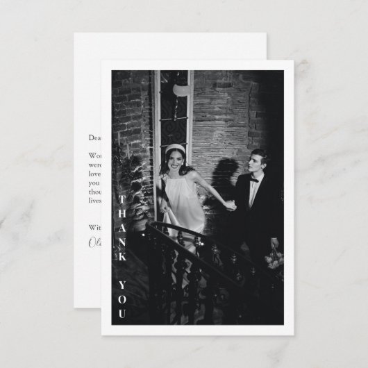 Minimalistisch modern aangepast bericht over het b bedankkaart (Voorkant / Achterkant)