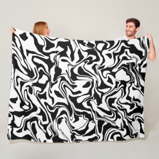 Minimalistisch Modern Abstract Zwart-Wit Eenvoudig Fleece Deken