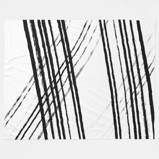 Minimalistisch Modern Abstract Zwart-Wit Eenvoudig Fleece Deken (Voorkant (Horizontaal))