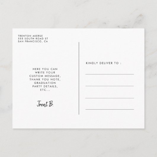 Minimalistisch modern Afstuderen aankondigingscoll Briefkaart (Achterkant)