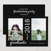 Minimalistisch Modern Afstuderen twee foto's | Zwa Kaart (Voorkant / Achterkant)