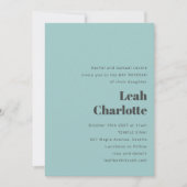 Minimalistisch Modern Aqua Blue Simple Bat Mitzvah Kaart (Voorkant)