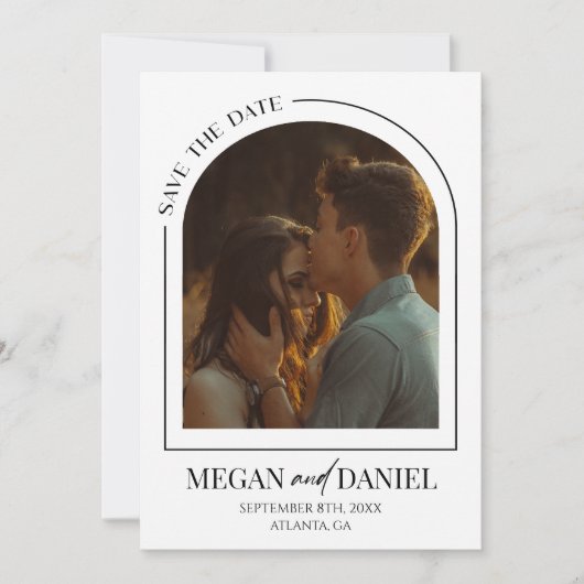 Minimalistisch Modern Arch Custom Afbeelding Bruil Save The Date (Voorkant)