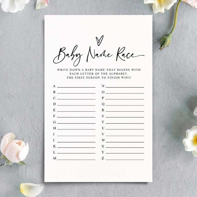 Minimalistisch modern Baby naam Race Baby shower G (Creator heeft geüpload)