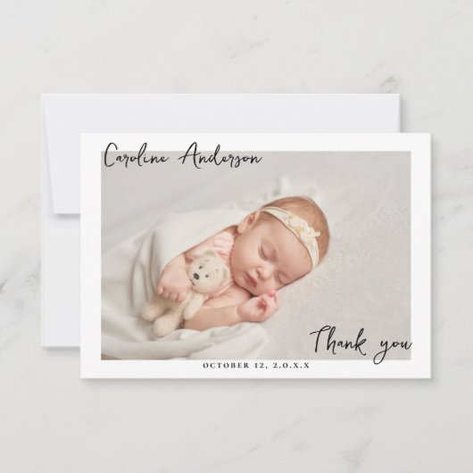 Minimalistisch & modern Baby shower met de hand ge Bedankkaart (Voorkant)
