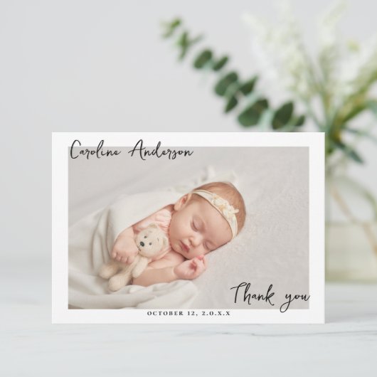 Minimalistisch & modern Baby shower met de hand ge Bedankkaart (Staand voorkant)