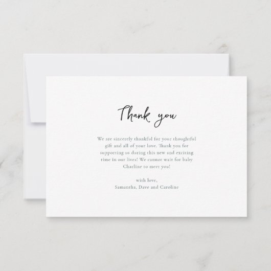 Minimalistisch & modern Baby shower met de hand ge Bedankkaart (Achterkant)