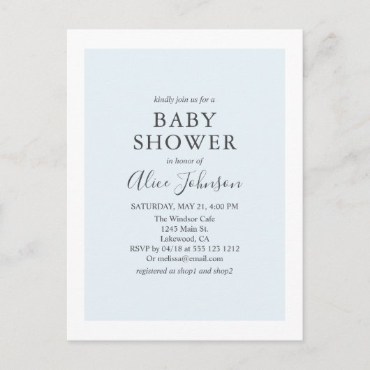 Minimalistisch modern Baby shower Uitnodiging Briefkaart (Voorkant)