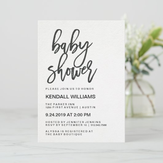 Minimalistisch modern Baby shower Unisex Kaart (Staand voorkant)