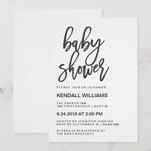 Minimalistisch modern Baby shower Unisex Kaart (Voorkant / Achterkant)