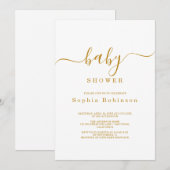 Minimalistisch modern Baby shower voor goudkalligr Kaart (Voorkant / Achterkant)