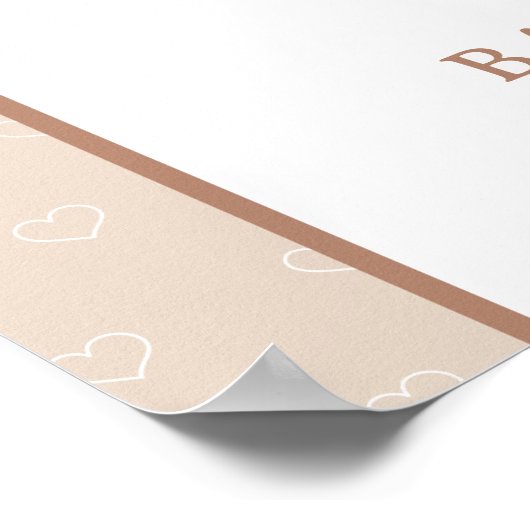 Minimalistisch Modern Barly Wait Brown Baby shower Poster (Hoek)