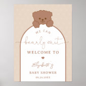 Minimalistisch Modern Barly Wait Brown Baby shower Poster (Voorkant)