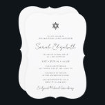 Minimalistisch Modern Bat Mitzvah Star van David Kaart<br><div class="desc">Het ontwerp is samengesteld uit sans serif typografie en playful cursieve manuscripttypografie op een eenvoudige achtergrond. Hier te vinden op: http://www.zazzle.com/store/selectpartysupplies</div>