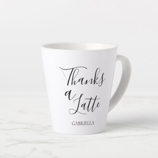 Minimalistisch modern Bedankt: zwart wit Latte Mok (Rechterhoek)