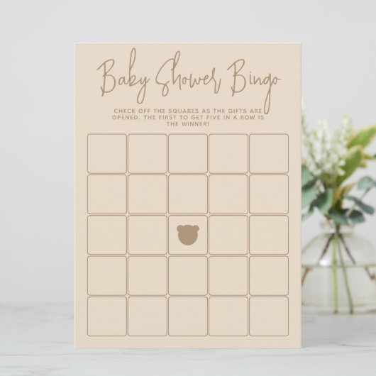 Minimalistisch modern beer Baby shower Bingo Game Kaart (Staand voorkant)