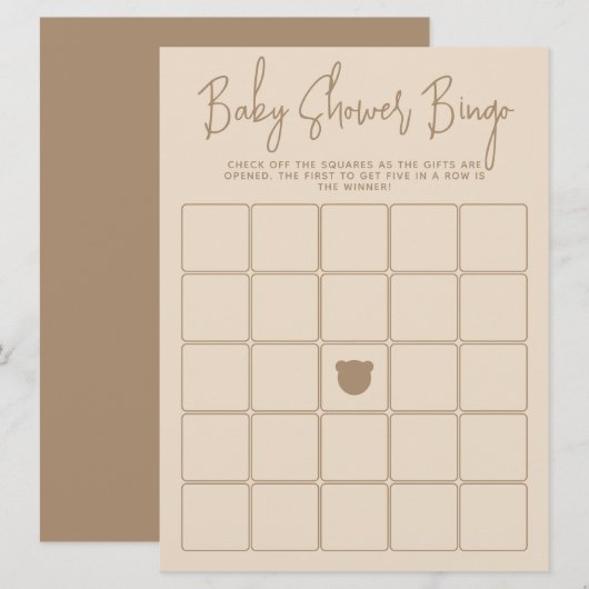 Minimalistisch modern beer Baby shower Bingo Game Kaart (Voorkant / Achterkant)