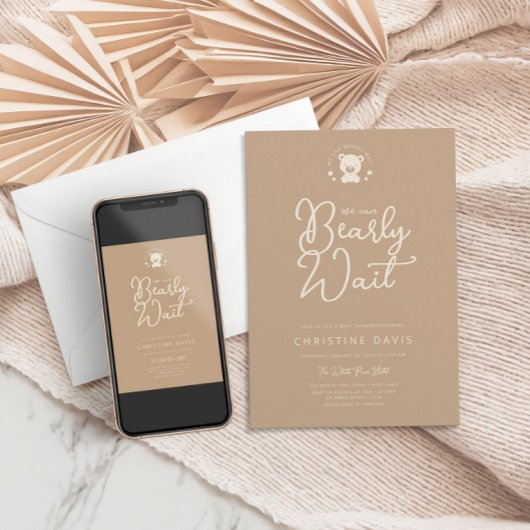 Minimalistisch modern beige Beer neutraal Baby sho Kaart