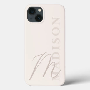 Minimalistisch modern beige Initiaal monogram Case-Mate iPhone Case