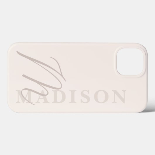 Minimalistisch modern beige Initiaal monogram Case-Mate iPhone Case (Achterkant (horizontaal))