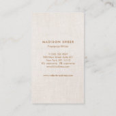 Minimalistisch modern, beige Linen Professional Visitekaartje (Achterkant)