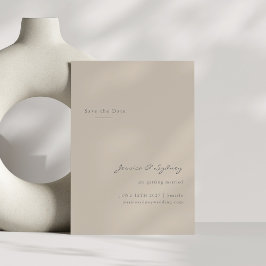 Minimalistisch Modern Beige Taupe Script Sla de da Briefkaart