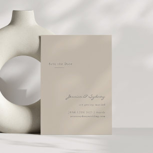 Minimalistisch Modern Beige Taupe Script Sla de da Briefkaart