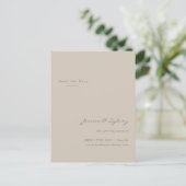 Minimalistisch Modern Beige Taupe Script Sla de da Briefkaart (Staand voorkant)